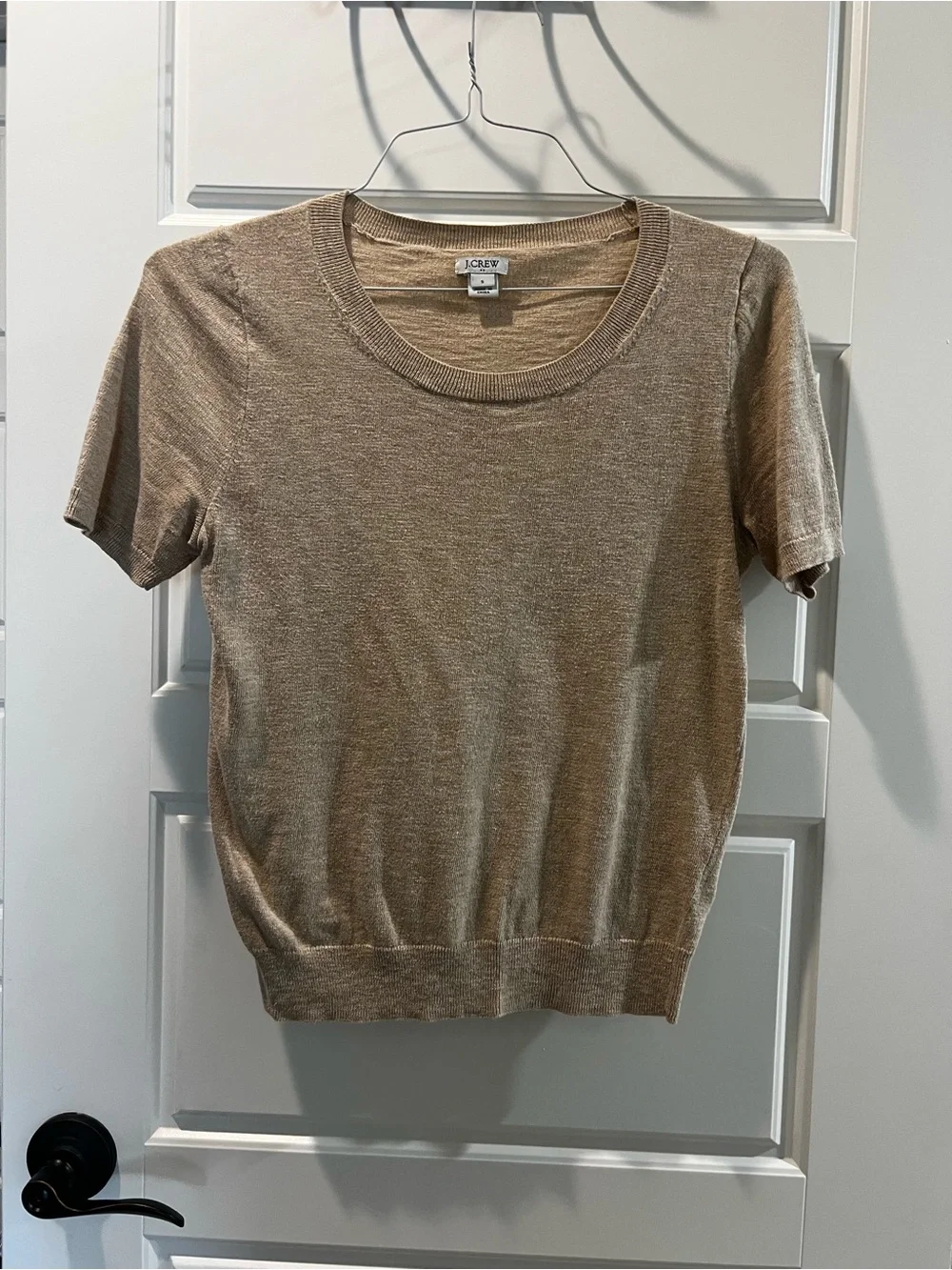 J. Crew Short Sleeve Crewneck Top in Beige Heather